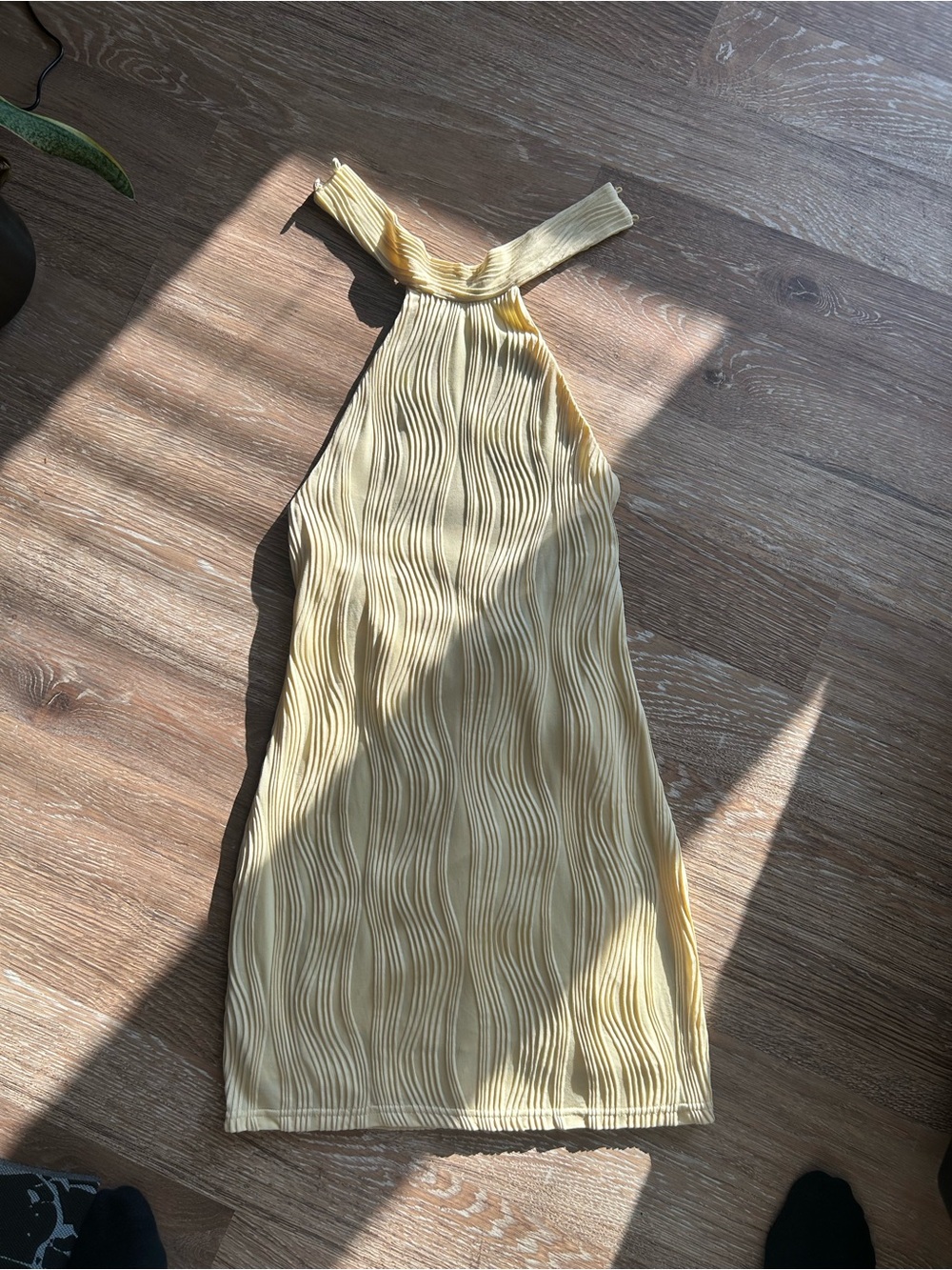 Fashion Nova Yellow Backless Halter Dress